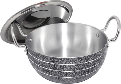 bartan hub Kadhai With Lid ( 4000 ML , Dishwasher safe , Aluminium Made ) Kadhai 27 cm diameter with Lid 4 L capacity(Aluminium)