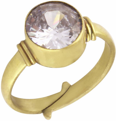 OM GYATRI Jaipur Diamonds White American Diamond/Zircon Stone Ashtadhatu 5.25 Ratti Rashi Ratna Adjustable Ring Certified Astrological Purpose Gems for Men and Women Brass Diamond Gold Plated Ring OM GYATRI Jaipur Diamonds White American Diamond/Zircon Stone Ashtadhatu 5.25 Ratti Rashi Ratna Adjustable Ring Certified Astrological Purpose Gems for Men and Women Brass Diamond Gold Plated Ring