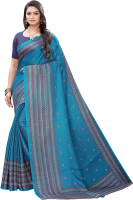 Ratnavati Printed Bollywood Silk Blend Saree(Light Blue)