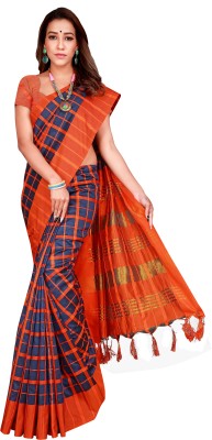 PRIYANSH CREATION Checkered Daily Wear Cotton Silk Saree(Multicolor)