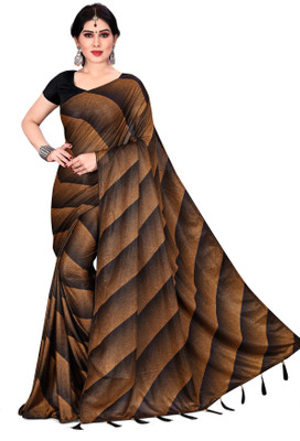 WEARSQUAD Self Design Banarasi Lycra Blend Saree(Brown)