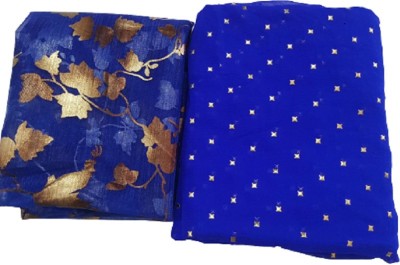 TOXEGO Printed Bollywood Chiffon Saree(Blue)