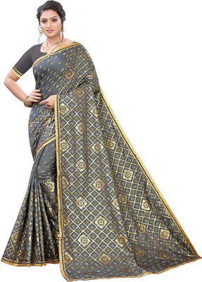 Ratnavati Printed, Floral Print Bollywood Silk Blend Saree(Grey)
