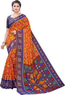 Ratnavati Printed Bhagalpuri Cotton Silk Saree(Orange)