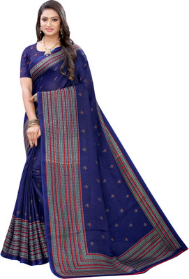 Ratnavati Printed Bollywood Silk Blend Saree(Dark Blue)