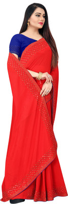 pUNYATHA CREATION Embroidered Bollywood Art Silk Saree(Red)