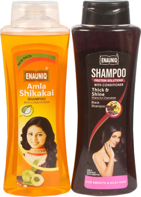 ENAUNIQ Amla Shikakai Shampoo 500 ml + Black Shampoo 500 ml(1000 ml)