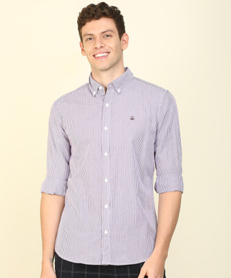 United Colors of Benetton Men Striped Casual Maroon Shirt