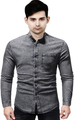 UD FABRIC Men Washed Casual Grey Shirt