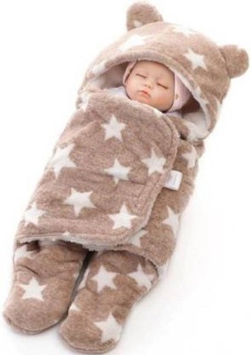 NCY Solid Crib Hooded Baby Blanket for  AC Room(Fur, Brown)