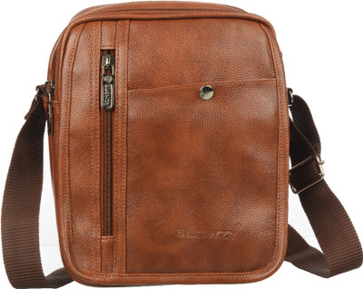 Niavaa Tan Sling Bag PU Leather Messenger Crossbody Sling Bag for Men