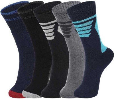 stylescap Men Color Block Mid-Calf/Crew(Pack of 5)