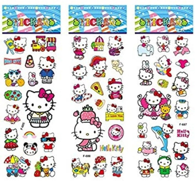 Super Easy 0.08 cm Character Puffy 3D Cute Funny Stickers ( 5 Sheets) Self Adhesive Sticker(Pack of 5)