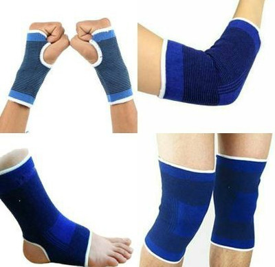 URX Combo of Palm Gloves + Knee Support + Elbow Support + Ankle Support | 4 in 1 Pack Knee Support(Blue)