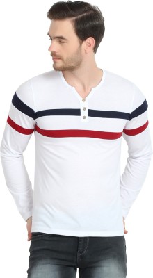 UNICUS APPAREL Striped Men Round Neck White T-Shirt