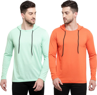 Adorbs Solid Men Hooded Neck Multicolor T-Shirt