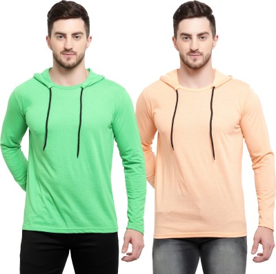 Adorbs Solid Men Hooded Neck Multicolor T-Shirt