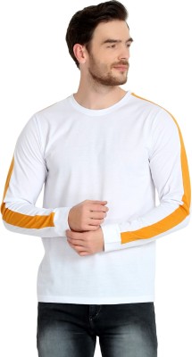GLITO Solid Men Round Neck White, Yellow T-Shirt