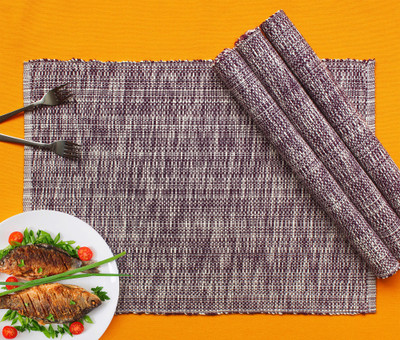 AIRWILL Rectangular Pack of 4 Table Placemat(Purple, Cotton)