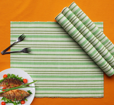 AIRWILL Rectangular Pack of 4 Table Placemat(Light Green, Cotton)