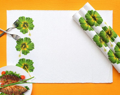 AIRWILL Rectangular Pack of 4 Table Placemat(White, Cotton)