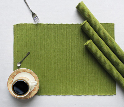AIRWILL Rectangular Pack of 4 Table Placemat(Green, Cotton)