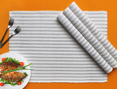 AIRWILL Rectangular Pack of 4 Table Placemat(Grey, Cotton)