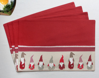 AIRWILL Rectangular Pack of 4 Table Placemat(Red, Cotton)