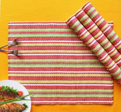 AIRWILL Rectangular Pack of 4 Table Placemat(Multicolor, Cotton)