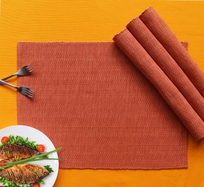 AIRWILL Rectangular Pack of 4 Table Placemat(Maroon, Cotton)
