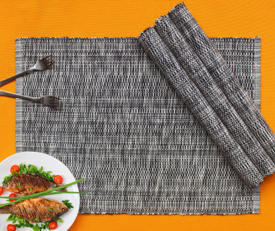 AIRWILL Rectangular Pack of 4 Table Placemat(Grey, Cotton)