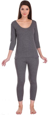 Epoxy Premium Winter Wear 3/4 Sleeves Charcaol Grey Women Top - Pyjama Set Thermal