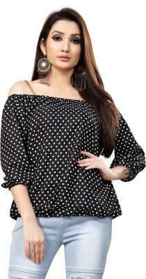 DEVKINANDAN DESIGNER Casual Self Design Women Black Top