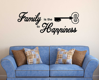 LANSTICK 60.96 cm FAMILY IS THE KEY TO HAPPINESS STICKER Self Adhesive Sticker(Pack of 1)