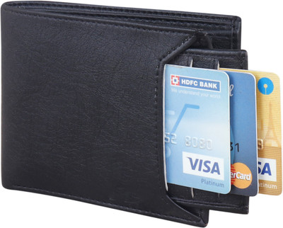 Shiv Men Black Artificial Leather Wallet(3 Card Slots)