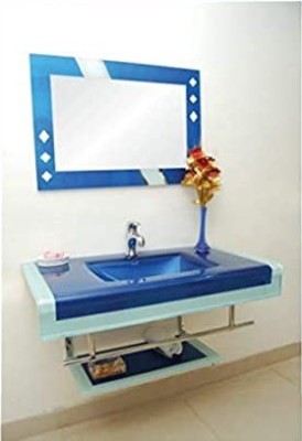 Arvind sanitary WASH BESIN_004 Wall Hung Basin(BLUE AND WHITE)