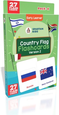 spartan kids Country Flag Flash Cards Easy & Fun way of Learning-1yr-6yr Kids (Version 2)(Green)