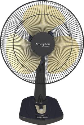 CROMPTON Highspeed Torpedo 400 mm 3 Blade Table Fan  (Black-Yellow, Pack of 1)