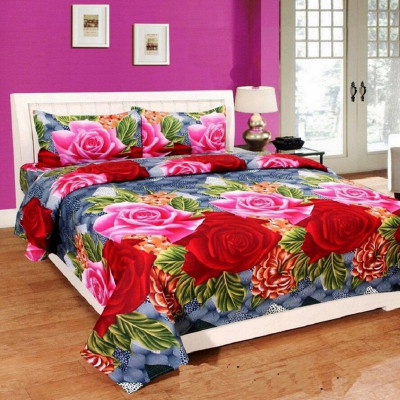 PREMIUM GALLERY 180 TC Polycotton Double 3D Printed Flat Bedsheet(Pack of 1, Multicolor)