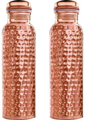 TAU Hammered Non Rustic Pure Copper Water Bottle, 900 ML 900 ml Bottle(Pack of 2, Copper, Copper)