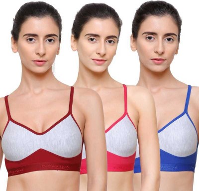 Arousy Women Sports Non Padded Bra(Maroon, Pink, Blue)