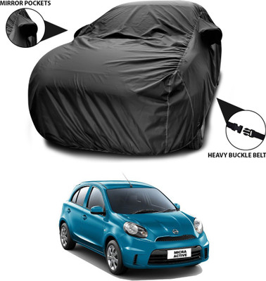 ANTHUB Car Cover For Nissan Micra Active (With Mirror Pockets)(Black)
