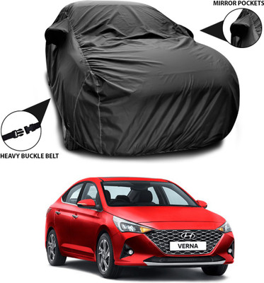 ANTHUB Car Cover For Hyundai Verna Facelift (With Mirror Pockets)(Black)