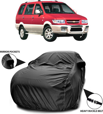 SEBONGO Car Cover For Chevrolet Tavera (With Mirror Pockets)(Black)