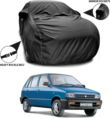 SEBONGO Car Cover For Maruti Suzuki 800 (With Mirror Pockets)(Black)