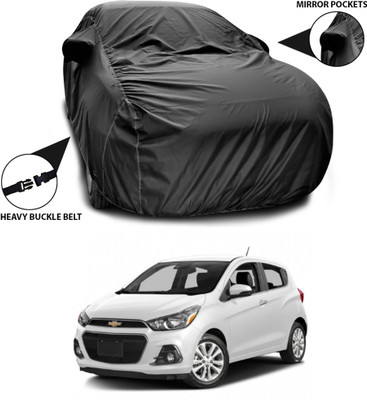 SEBONGO Car Cover For Chevrolet Spark (With Mirror Pockets)(Black)