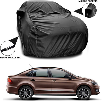 SEBONGO Car Cover For Volkswagen Vento (With Mirror Pockets)(Black)