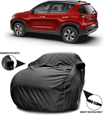 SEBONGO Car Cover For Kia Sonet (With Mirror Pockets)(Black)