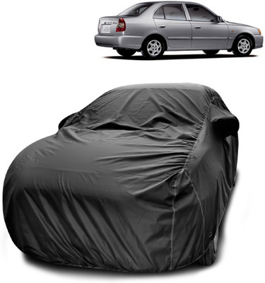 SEBONGO Car Cover For Hyundai Accent Viva (With Mirror Pockets)(Black)