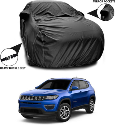 SEBONGO Car Cover For Jeep Compass Facelift (With Mirror Pockets)(Black)